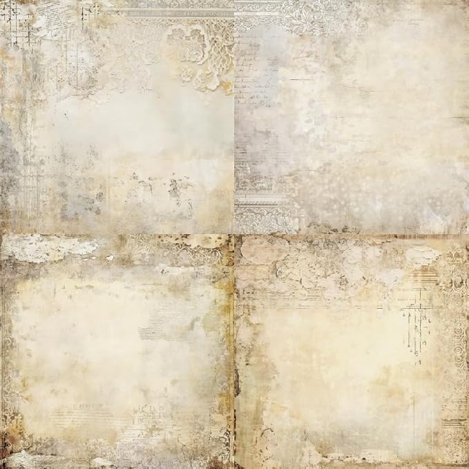 24 Sheets Vintage Lace Scrapbooking Paper Pad 6x6, Neutral Aged Background Craft Paper for Adult Journaling, Card Making, Collage & DIY Scrapbook Projects