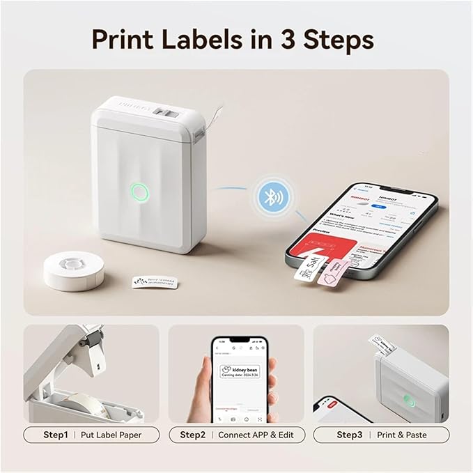 Label Printer, D110 Version Thermal Label Printer Mini Portable Smart Maker with Tape for Office Home Kitchen School(D110-Blue Standard)