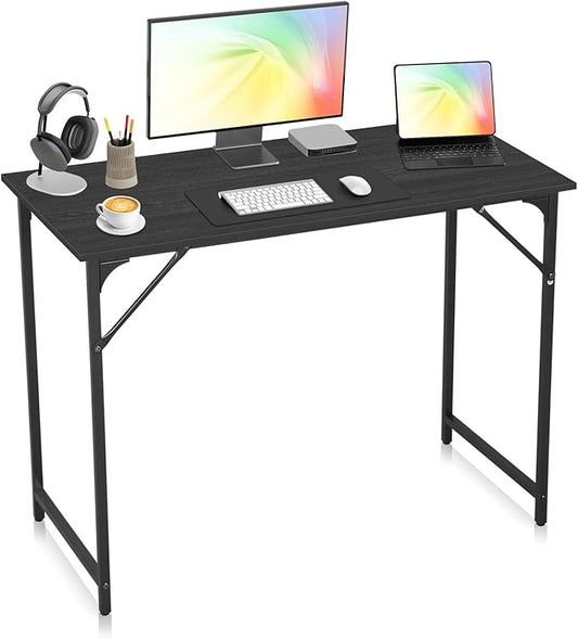 Computer Desk, 39 Inch Office Desk with Metal Frame, Home Office Desk, Modern Simple Style for Small Space Home Office, Living Room, Bedroom, Black