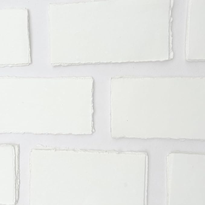 Handmade Deckle Edge Cotton Rag Paper 4x9” – 150 GSM Premium Blank Invitation Sheets | Rustic Textured Card Stock for Wedding Invites, Baby Showers, Crafting & Calligraphy (Pack of 100)
