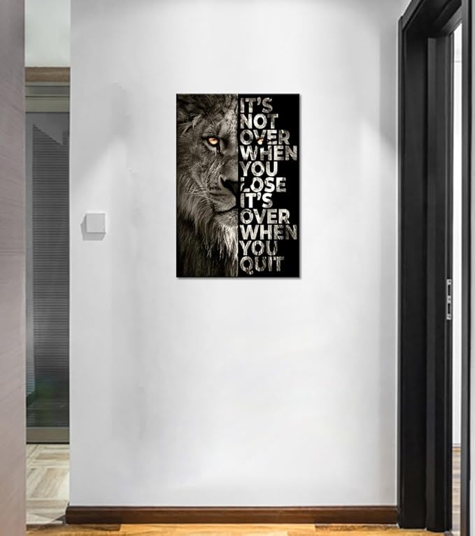 Motivational Lion Wall Art - Inspirational Animal Wall Decor Modern Office Picture Artwork Poster Framed Canvas Print for Bedroom Living Room Home Decor, 24x 36 in