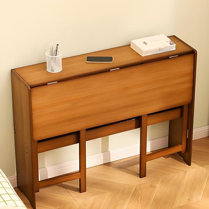 Modern Office Desk 41" L Computer with Wood Base and Collapsible Feature Rectangular Home Writng Working for Living Room, Classroom, Study Room - Without Chairs Brown