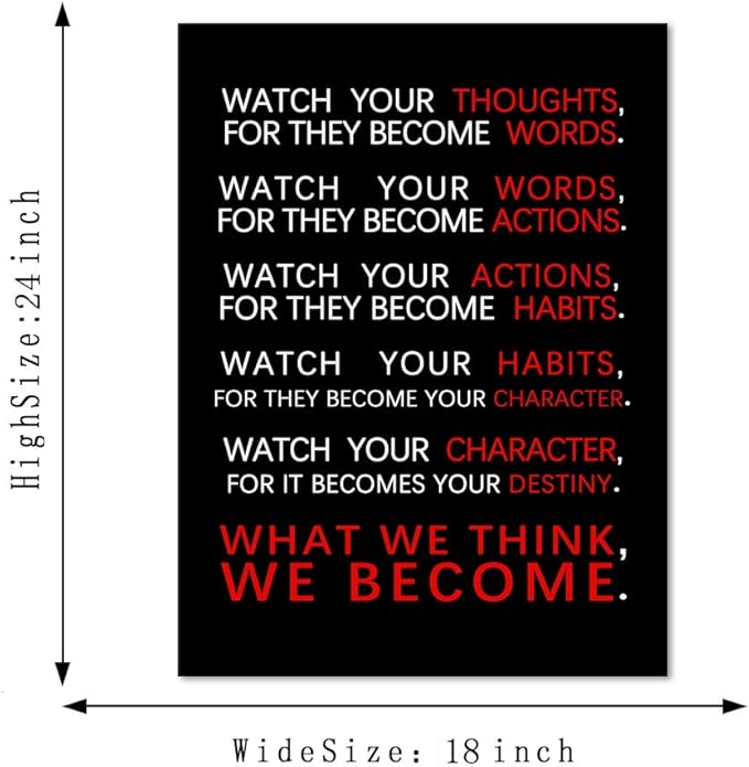 Inspirational Wall Art Motivational Classroom Posters Watch Your Thoughts Pictures Prints on Canvas Positive Entrepreneur Quotes Artwork Home Office Decor Stretched Framed Ready to Hang (18”Wx24”H)
