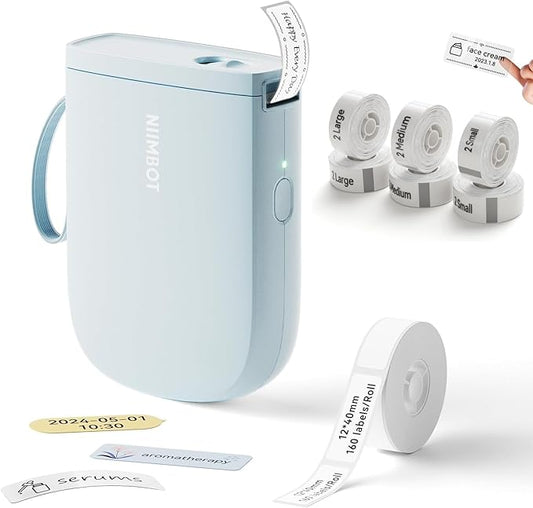 NIIMBOT D11 New Version Label Maker Machine with Tape,300DPI Bluetooth Label Printer, Portable Thermal Printer,Sticker Maker for Organizing Home Office School,Blue