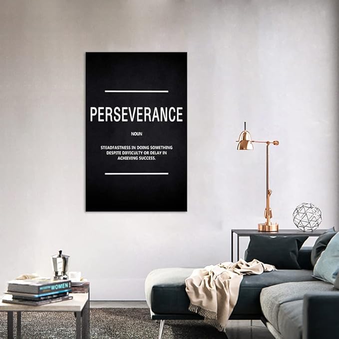 Inspirational Canvas Wall Art Motivational Painting Perseverance Noun Pictures Inspiring Entrepreneur Quote Success Posters and Prints Artwork Decor for Home Office Framed Ready to Hang (28" Wx44 H)
