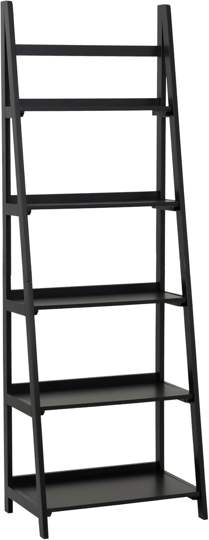 Linon Melissa Black Wooden Five Shelf Ladder Bookcase