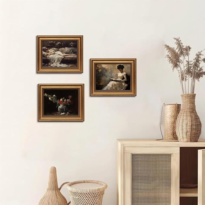Gold Framed Wall Art Vintage Canvas Wall Art Fading Flowers Floral Artwork Prints Picture for Living Room Bedroom Farmhouse Bathroom Office Decor, 8x10