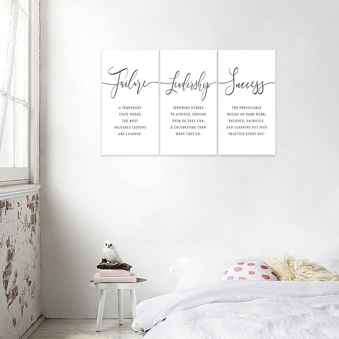 3 Piece Inspirational Canvas Wall Art, Quotes Motivational Mindset Print Pictures for Office Wall Decor, Triptych Entrepreneur Poster Framed Artwork for Women Men Home Decor Ready to Hang (36"Wx18" H)