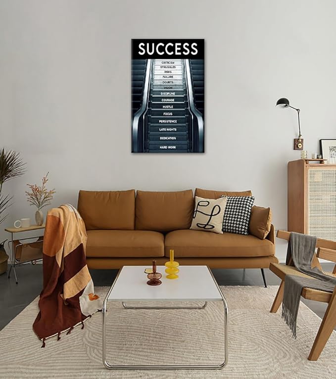 Inspirational Artwork for Home Walls Large Ladder to Success Canvas Paintings Posters and Prints Abstract Success Factors Artwork for Coffee Shop Reading Room Decor Framed Easy to Hang-28x44 inches