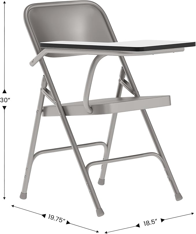Flash Furniture Rutherford Steel Folding Chair with Right Handed Tablet Arm, Commercial Foldable Conference Room Tablet Arm Chair, Set of 2, Gray