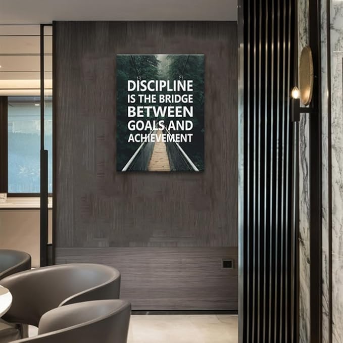 Inspirational Canvas Office Print Wall Art Discipline Is The Bridge Between Goals And Achievement Motivational Picture Inspiring Poster Painting Modern Artwork Home School Decor Frame [30''W x 40''H]