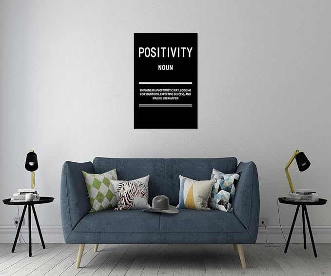 Positivity Noun Motivational Quotes Wall Art Inspirational Canvas Painting Poster Inspiring Positive Prints Wall Pictures for Living Room Home Decor Office Framed Ready to Hang [30''W x 40''H]