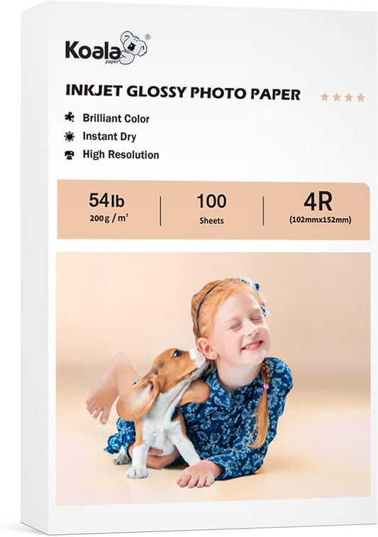 Koala Glossy Inkjet Photo Paper Thick 4X6 Inches 100 Sheets 54lb Picture Paper for Inkjet Printer Use DYE INK 200gsm