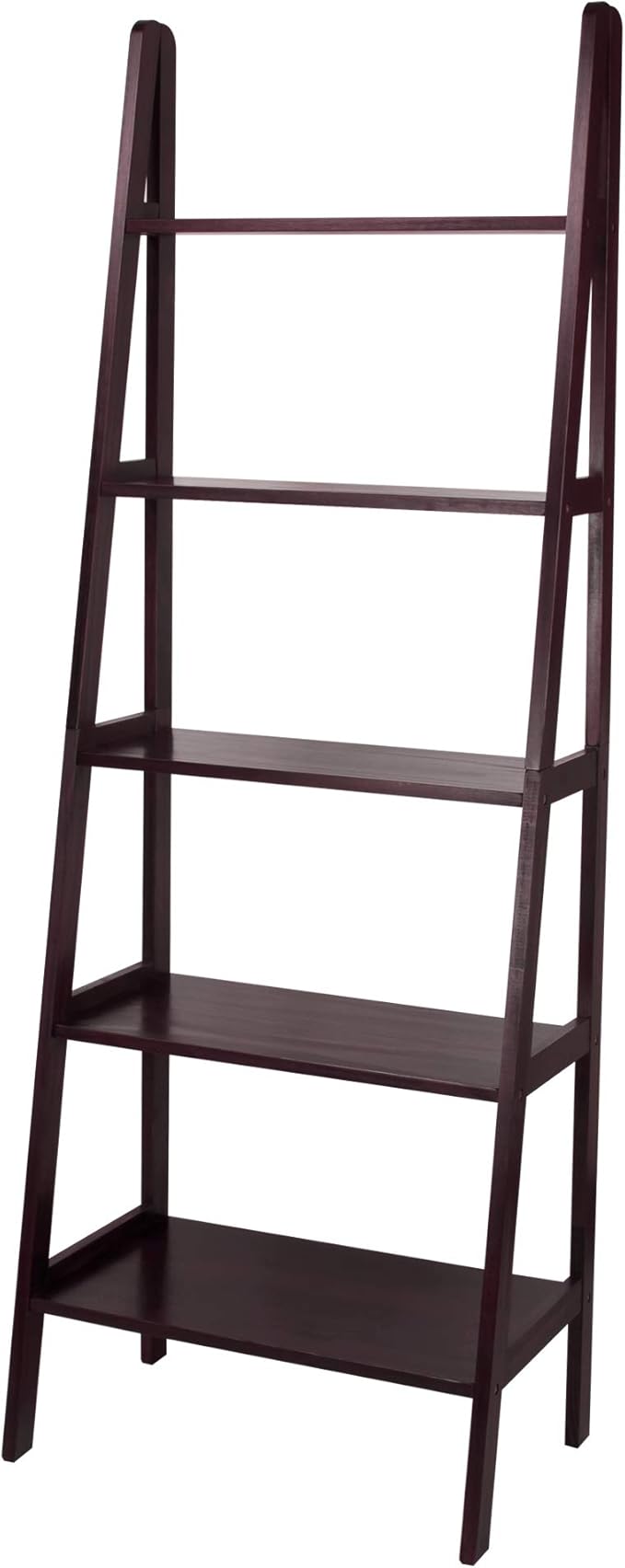 Casual Home 100% Solid Wood 5-Shelf Ladder Bookcase, Standard, 72"H, Espresso