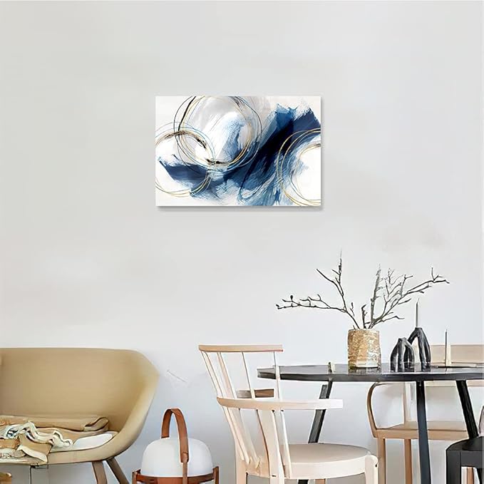 Wall Art Canvas Abstract Art Paintings Blue Fantasy Colorful Graffiti on White Background Modern Artwork Decor for Living Room Bedroom Kitchen 24x16in