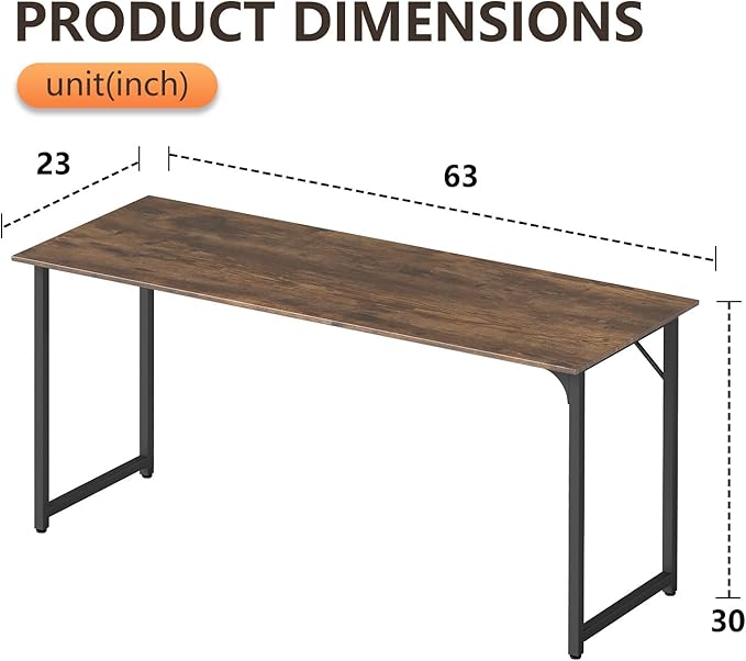 BestOffice Computer Desk,Home Office Desk, Modern Simple Style for Home Office Study Writing (Brown, 63 Inch)
