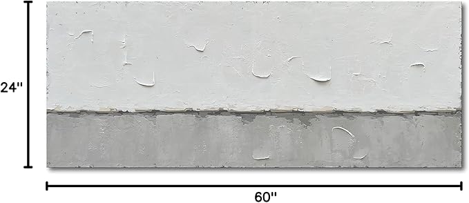 NANKAI Art A large modern art painting in a minimalist grey and white style, suitable for wall decoration in homes or offices. 24x60 inches
