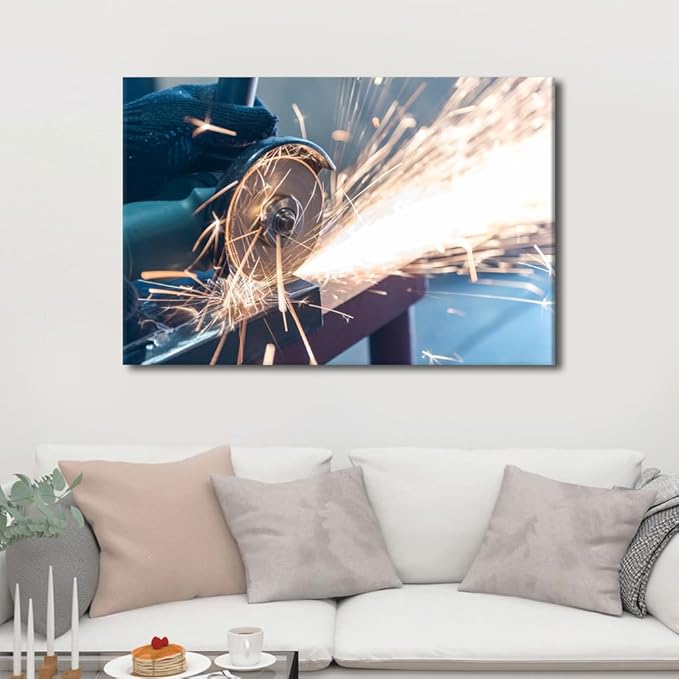 Large Canvas Wall Art Cutting Metal Canvas Painting Wall Art Machine Wall Decor Modern Artwork for Home Walls Framed Wall Art Home Wall Decor Canvas Wall Art Ready to Hang, 24" x36"