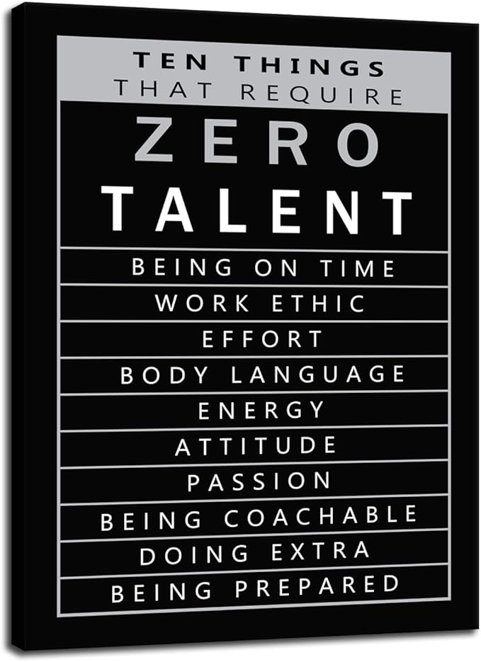 Motivational Wall Art for Office Ten Things That Require Zero Talent Quote Inspirational Poster Canvas Painting Prints Wall Pictures for Living Room Home Decor Framed Artwork [18''W x 24''H]