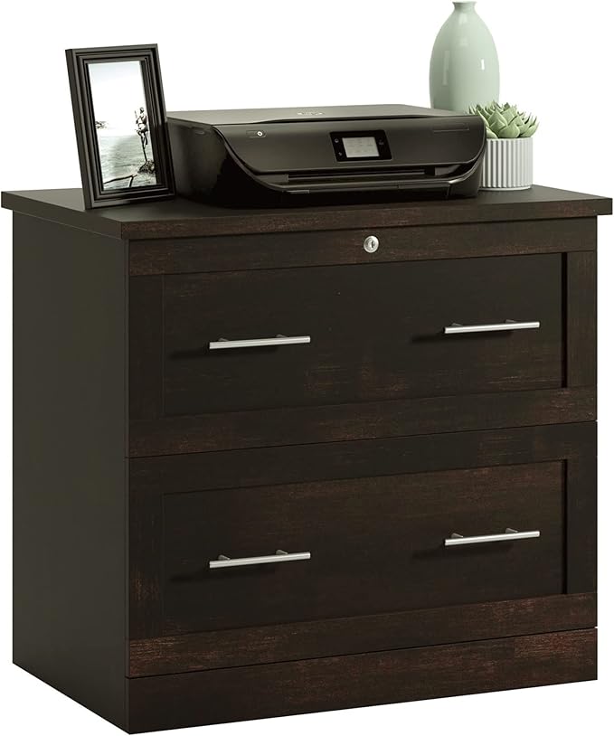 Realspace® 29-7/16"W x 18-1/2"D Lateral 2-Drawer File Cabinet, Peppered Black