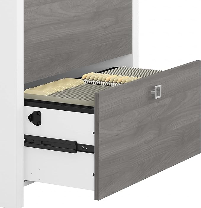 Bush Furniture Lateral File Cabinet with Satin Silver Hardware | Echo Collection 2 Drawer Filing Unit for Home Office or Professional | 31Wx20Lx30H