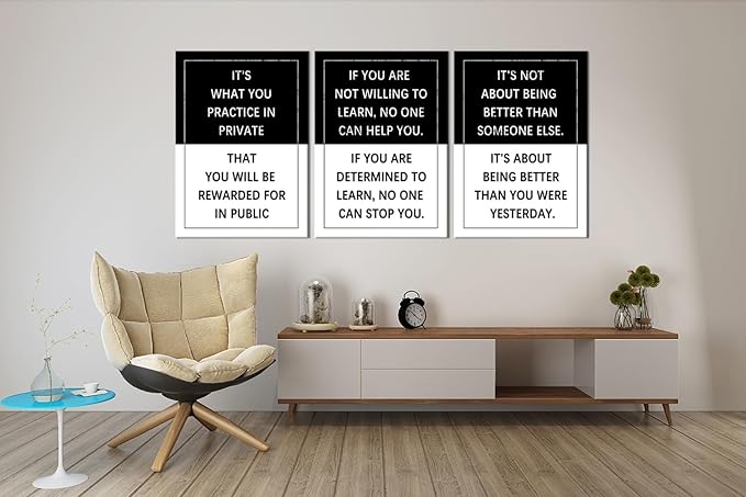 3 Piece Practice Inspirational Poster Entrepreneur quote Motivational Wall Art Canvas Prints Artwork for Office Living Room Modern Home Decor Painting Pictures Stretched and Framed[60''Wx 28''H]