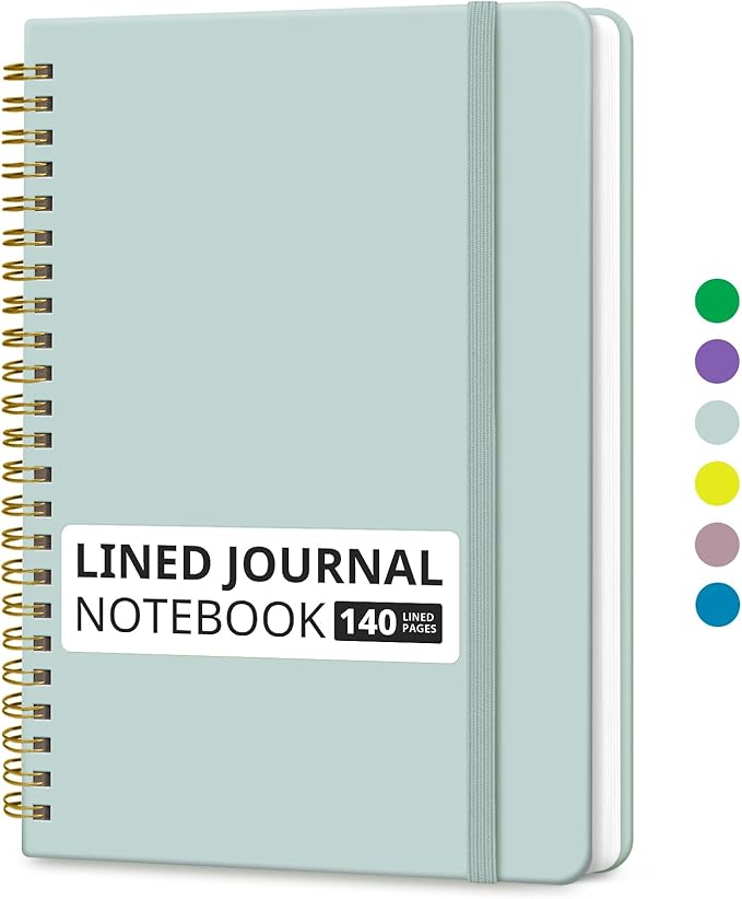 Taja Lined Spiral Journal Notebook for Women & Men, 140 Pages, College Ruled Hardcover Notebook for Work & Note Taking, Journals for Writing, A5(5.7" x 7.9") – Dusty Blue