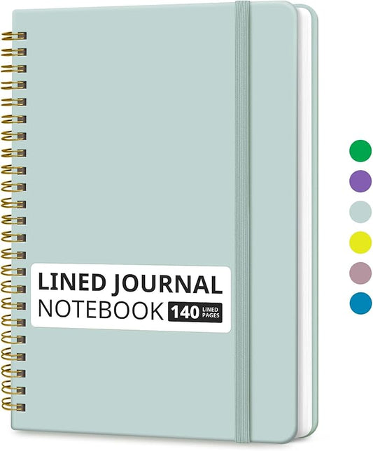 Taja Lined Spiral Journal Notebook for Women & Men, 140 Pages, College Ruled Hardcover Notebook for Work & Note Taking, Journals for Writing, A5(5.7" x 7.9") – Dusty Blue