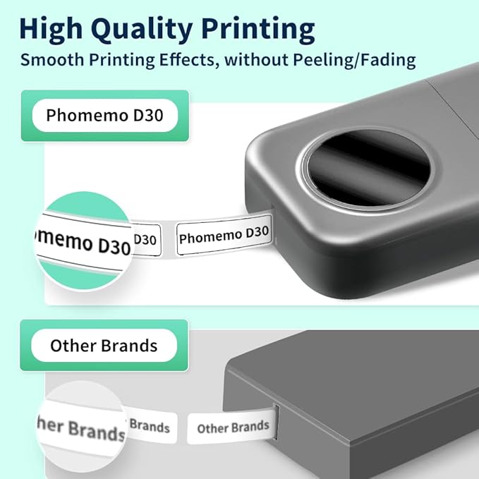 Phomemo Label Maker Machine with Tape, D30 Small Label Maker 12mm 0.47 White for Organizing, Bluetooth Wireless Thermal Sticker Printer Home School Office Supplies