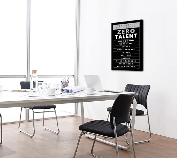 Zero Talent Required Motivational Wall Art -10 Keys to Success Poster, Positive Quotes Prints Inspirational Office Wall Decor for Professionals, Students & Home Gym (Framed 12 x 16 in)