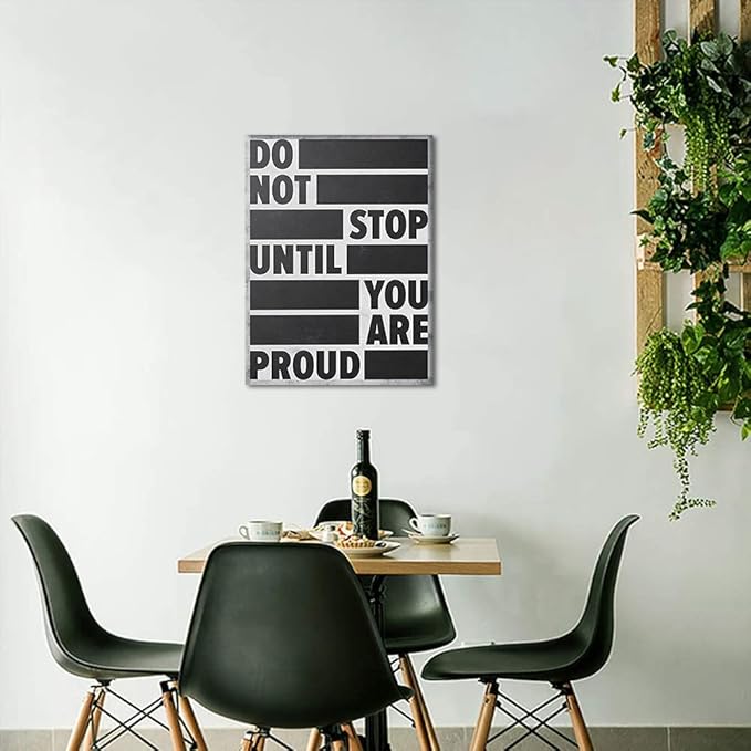 Framed Motivational Wall Art Canvas Inspirational Wall Art Do Not Stop Until You Are Proud Poster for Office Work Dorm Home living room School College Wall Decoration Ready to Hang - 18" Wx24 H
