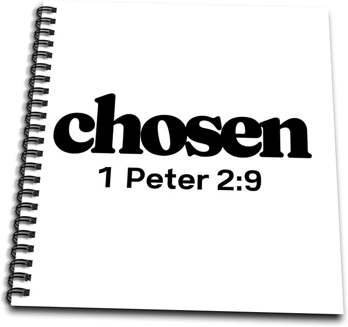 Drawing Book 8 x 8 inch - Bible Verse Chosen Christian Library Prints 3dRose - Rosette - Christian Library