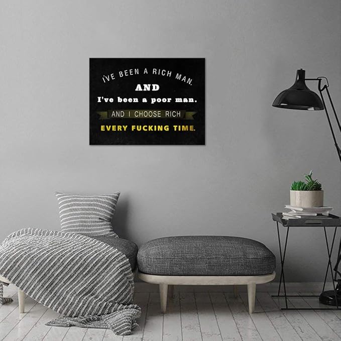 Office Inspirational Canvas Wall Art Wolf of Wall Street Painting Motivational Entrepreneur Quotes Modern Motto Posters Prints Artwork Living Room Home Decor Framed Ready to Hang (18”Hx24”W)