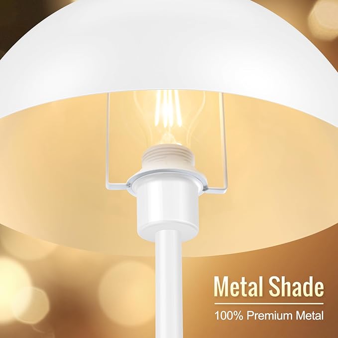 Modern Floor Lamps for Living Room, White Metal Mushroom Lamp, 66" Tall Corner Lamp, Footswitch, Bright Industrial Standing Lamps for Bedroom Nursery, Mid Century Modern Home Decor(E26 Base, NO BULB)