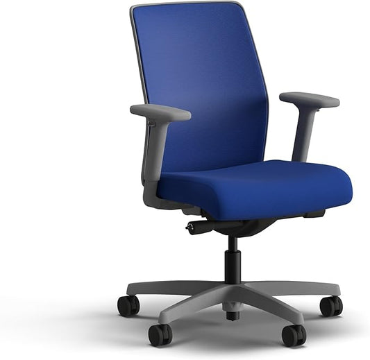 HON Ignition 2.0 Low Back Task Chair, Spectrum Mesh, Advanced Synchro-Tilt Control, Office Chair with Lumbar Support, Height and Width Adjustable Arms, Titanium Frame, Cobalt