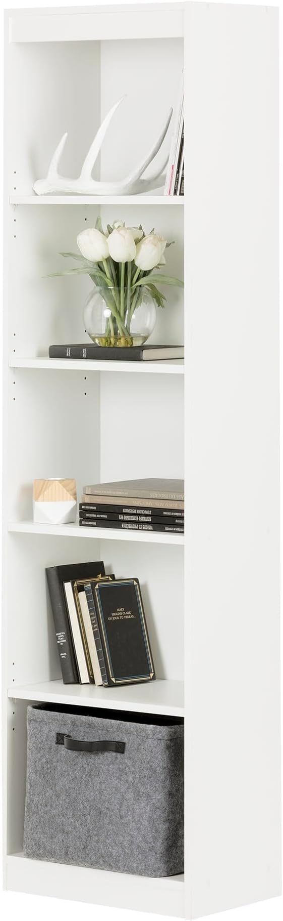 South Shore Axess 5-Shelf Narrow Bookcase, Pure White