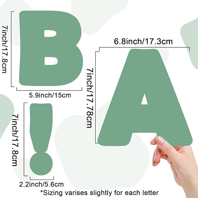 150 PCS Large 7" Bulletin Board Letters Set,Green Eucalyptus Classroom Alphabet Cutout Letter for Bulletin Board Display Home School, A Great Helper to Inspire Students' Learning Interest