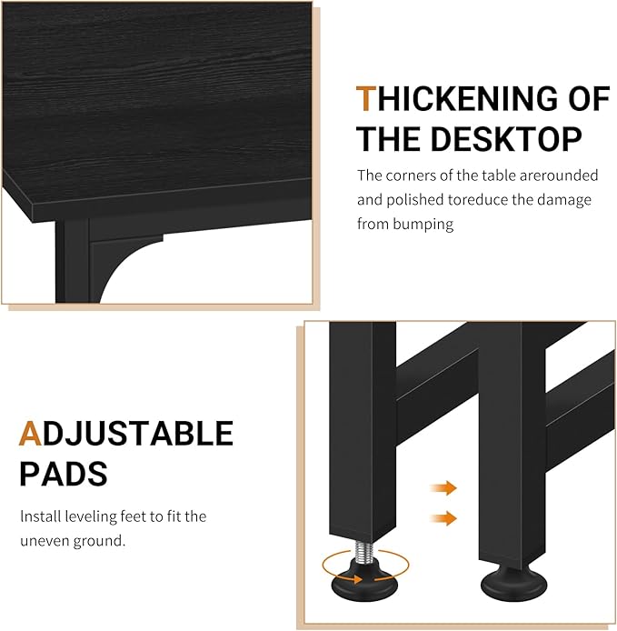BLKMTY 39" Computer Desk, Home Office Writing Desk Wood PC Study Table Work Desks Modern Simple Style Laptop Table with Metal Frame and Smooth Tabletop for Workstation Bedroom, Black