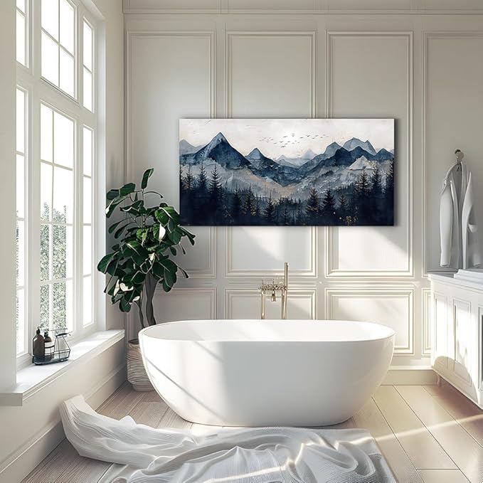 Wapluam Wall Art for Living Room Home Decorations Black And White Wall Painting Canvas Wall Decor For Bedroom Modern Office Decor Abstract Mountains Landscape Artwork Pictures Ready To Hang