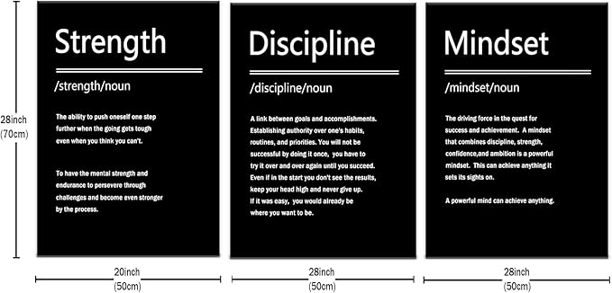 Motivational Posters Office Print Wall Art 3 Pieces Inspirational Entrepreneur Quotes Posters Printed on Canvas Pictures Painting Artwork for Living Room Gym Office Frame Ready to Hang [60''Wx28''H]