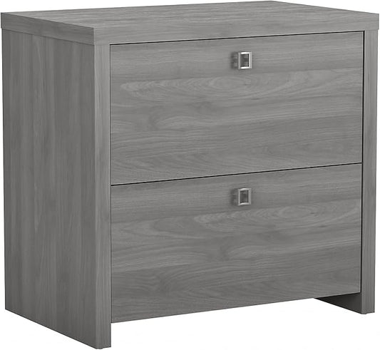 Bush Furniture Lateral File Cabinet with Satin Silver Hardware | Echo Collection 2 Drawer Filing Unit for Home Office or Professional | 31Wx20Lx30H