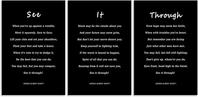 WYJDFART Inspirational Wall Art See It Through Poem Motivational Wall Decor Positive Quotes 3-Piece Canvas Prints Poster for Office Bedroom and Living Room Ready to Hang [48''Wx 24''H]