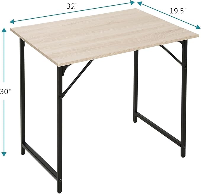 Dkelincs 32 Inch Small Computer Desk Home Office Desk Writing Desk Modern Simple Style Study Work Table with Metal Frame, Easy Assembly, Adjustable Feet, Water-Resistant, Scratchproof Surface, Nature