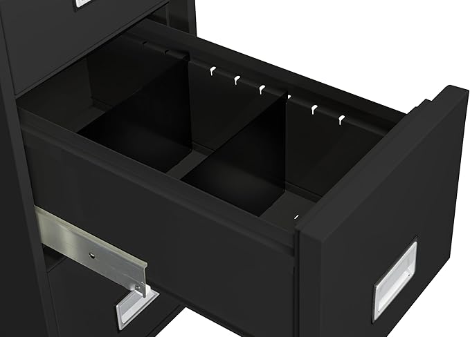 25 inch 4-Drawer Vertical Fireproof File Cabinet – Letter Size Filing – Key Lock – Water Resistant Seal – Fire and Impact Rated – Black Finish – Model LTR4W25B