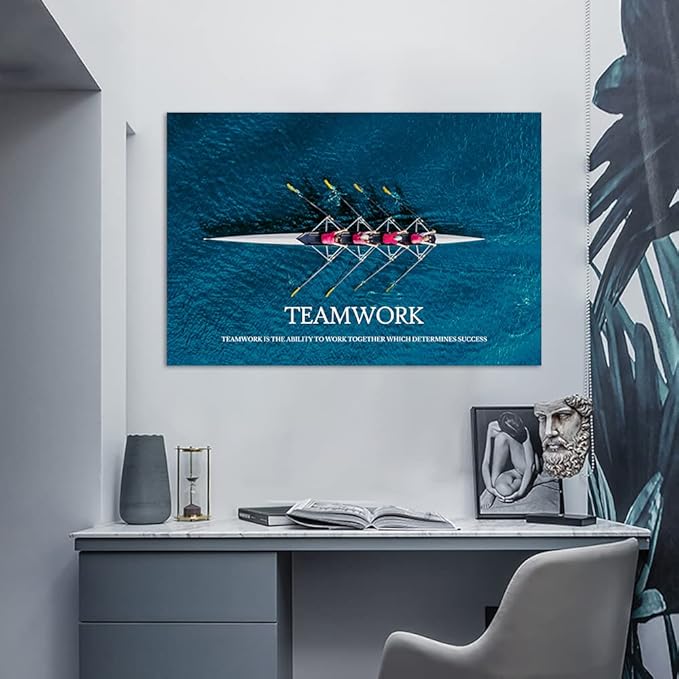 Inspirational Canvas Wall Art Inspiration Motivation Painting Motivational Quotes Modern Success Teamwork Posters Prints Artwork Living Room Home Office Decorations Framed Ready to Hang (28”Hx44”W)