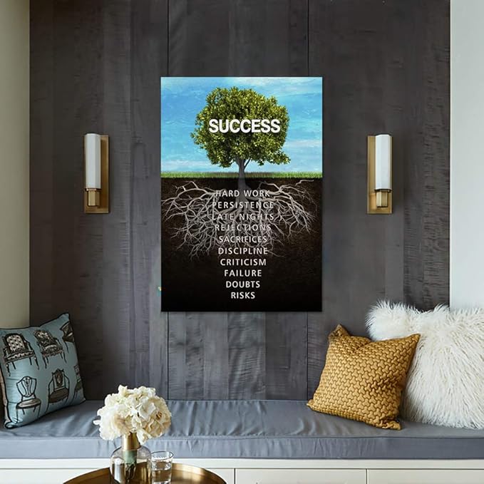 Yatsen Bridge Success Tree Inspirational Posters Motivational Canvas Wall Art Inspiring Entrepreneur Quotes Painting Modern Pop Posters Prints Artwork for Office Gym Classroom Framed (24 x 36 in)
