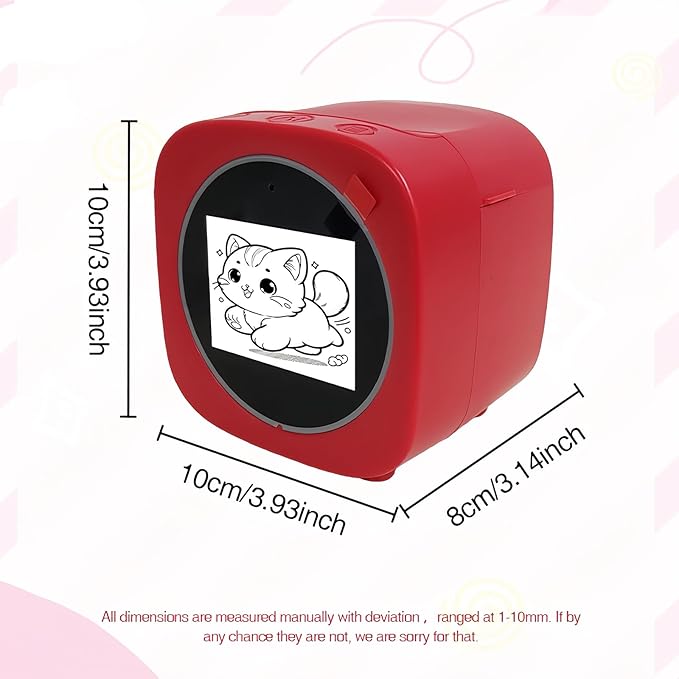 AI Sticker Box Printer, AI Voice Stickerbox Printer Maker Mini Thermal Label Printer With Display, Smart Inkless Portable Sticker Maker For Home, Office Study Diy Projects With Rolls Paper (Red)