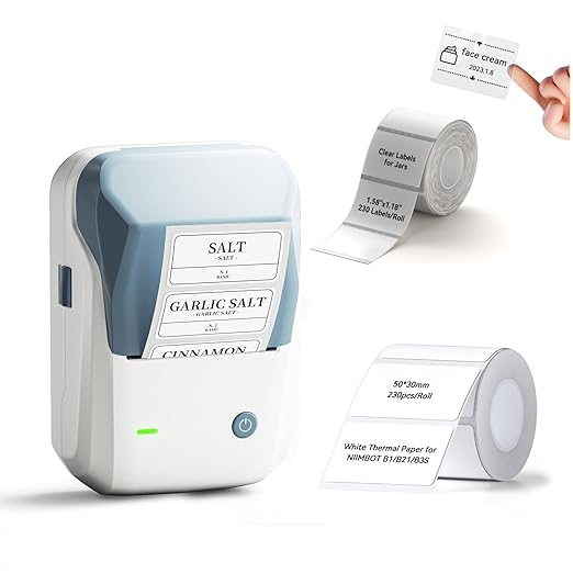 NIIMBOT B1 Label Maker with Tapes,2 Inch Portable Thermal Label Printer for Home Office School Small Business, Address, Clothing, Crafts, Retail,Support Smartphones & PC,Sky Blue