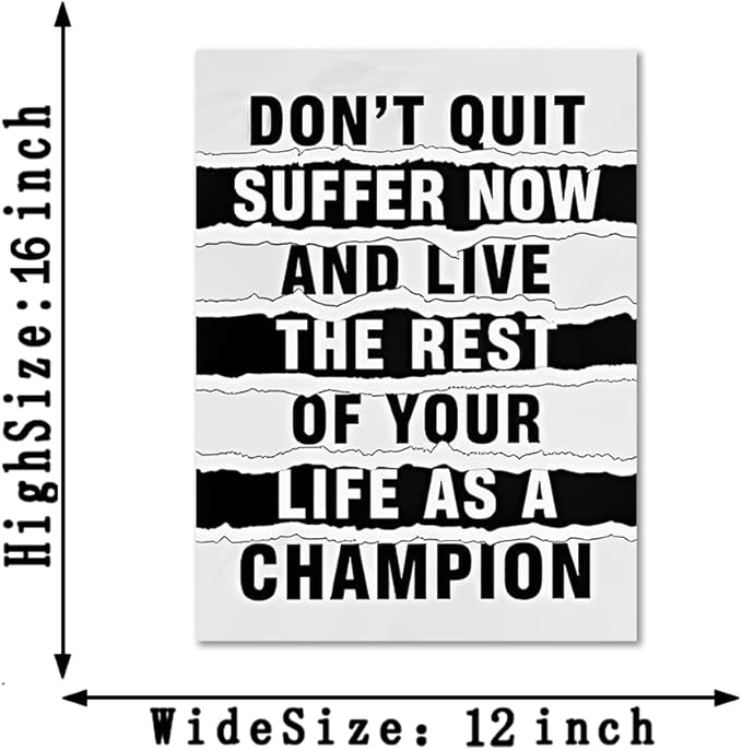 Black and White Inspirational Framed Wall Art Motivational Posters Canvas Paintings Office Men Wall Decor Don't Quit Artwork Gallery Wrapped Easy to Hang-12x16 inch