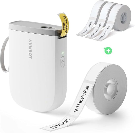 NIIMBOT D11 New Version Label Maker Machine with Tape,300DPI Bluetooth Label Printer, Portable Thermal Printer,Sticker Maker for Organizing Home Office School,White
